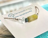 Minimalist Seaglass, Czech Crystal, Stone Choker Necklace — Perfect gift | Eco-friendly — 1-of-a-kind | Ships FREE!