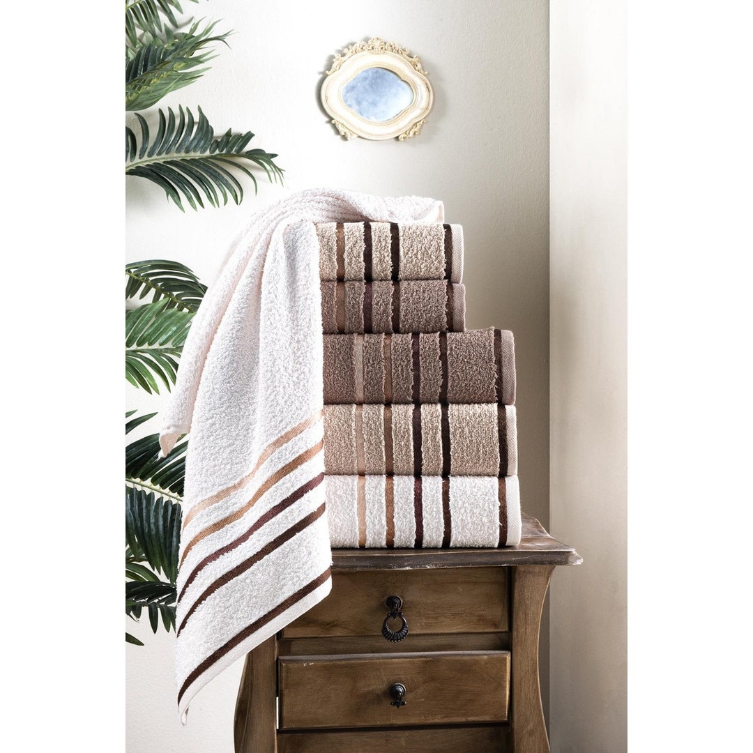 6 Piece Bath Towel Set Turkish Bath Set Dowry Set Etsy