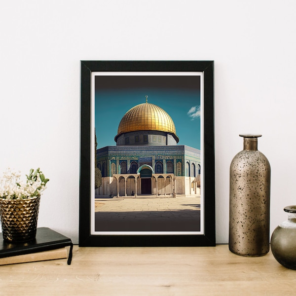 Mosquée Al Aqsa - Poster encadré bois noir