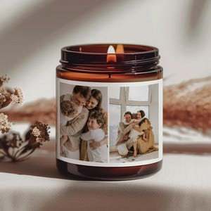 Premium Personalized Picture Soy Candle – Long Burn Time, Vegan Scents, Hand-Poured, Sustainable, Home Decor, Gift Idea