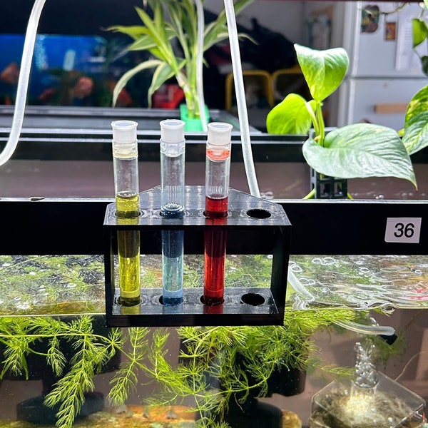 API Test Tube Holder for Aquariums Fish Tanks Hangs on Side of the Tank Water Testing - Doubles as Drying Rack 3d Printed