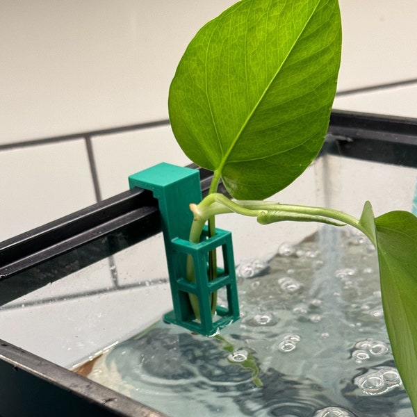 Aquarium Green Plant Holder for 10 gallon Fish Tanks Pothos Plant Holder 3D Printed "The Mini"
