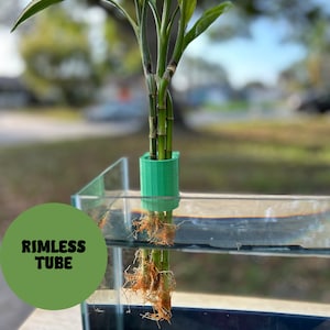 Aquarium Plant Holder Adjustable for 10–125 gallon RIMLESS Fish Tanks Pothos Plant Holder 3D Printed "The Tube"