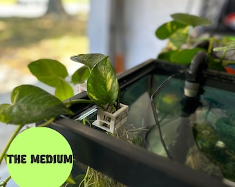 Aquarium Plant Holder Adjustable for 10–200 gallon Fish Tanks Pothos Plant Holder 3D Printed "The Medium"