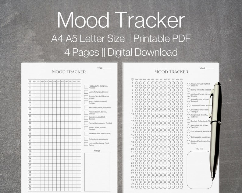 Mood Tracker Printable Mental Health And Anxiety Tracker Mood Journal Mood Tracker Printable Mental Health And Anxiety Tracker Mood Journal