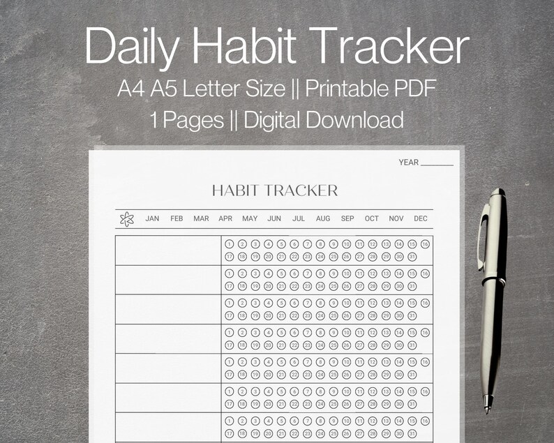 Daily Habit Tracker Printable Everyday Habit Tracker Routine Tracker