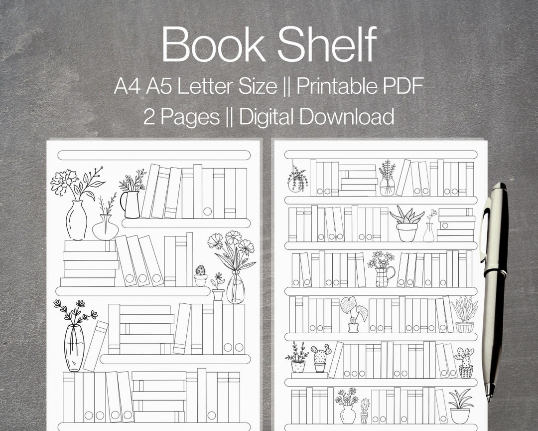 Bookshelf Printable Template | Book Tracker | Reading Challenge 50-100 ...