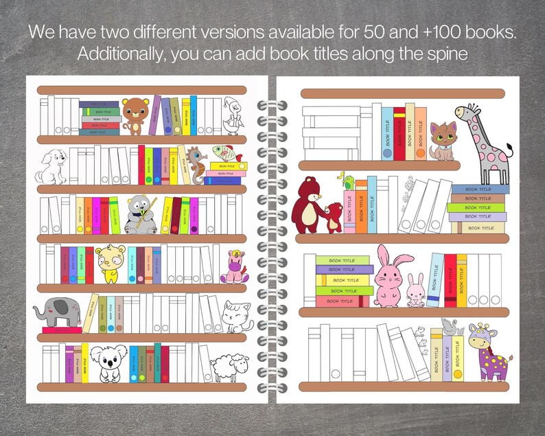 Animal Bookshelf Printable Template Book Tracker Reading Challenge 50 ...