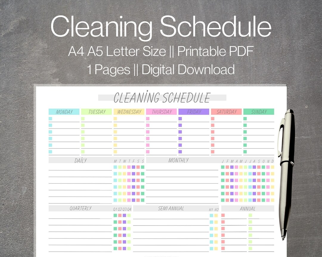 Editable Cleaning Schedule Cleaning Checklist Printable House Chore ...
