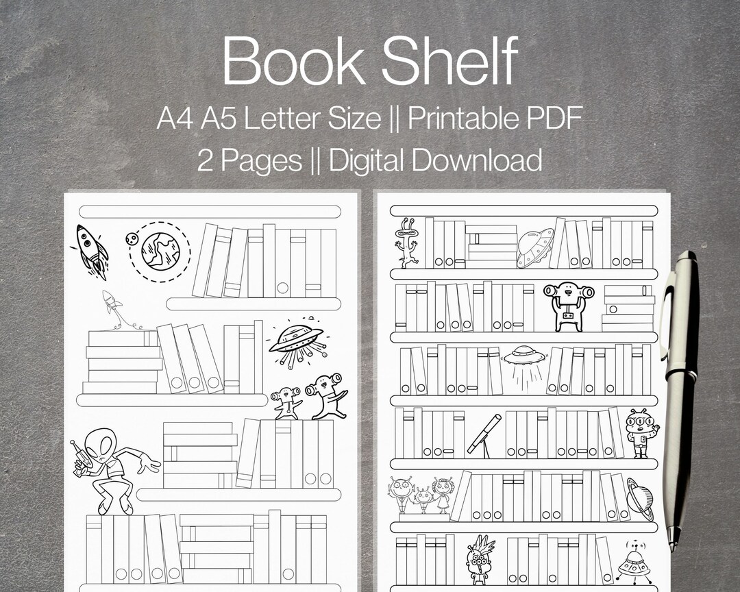 Outer Space Bookshelf Printable Book Tracker Reading Challenge 50-100 ...