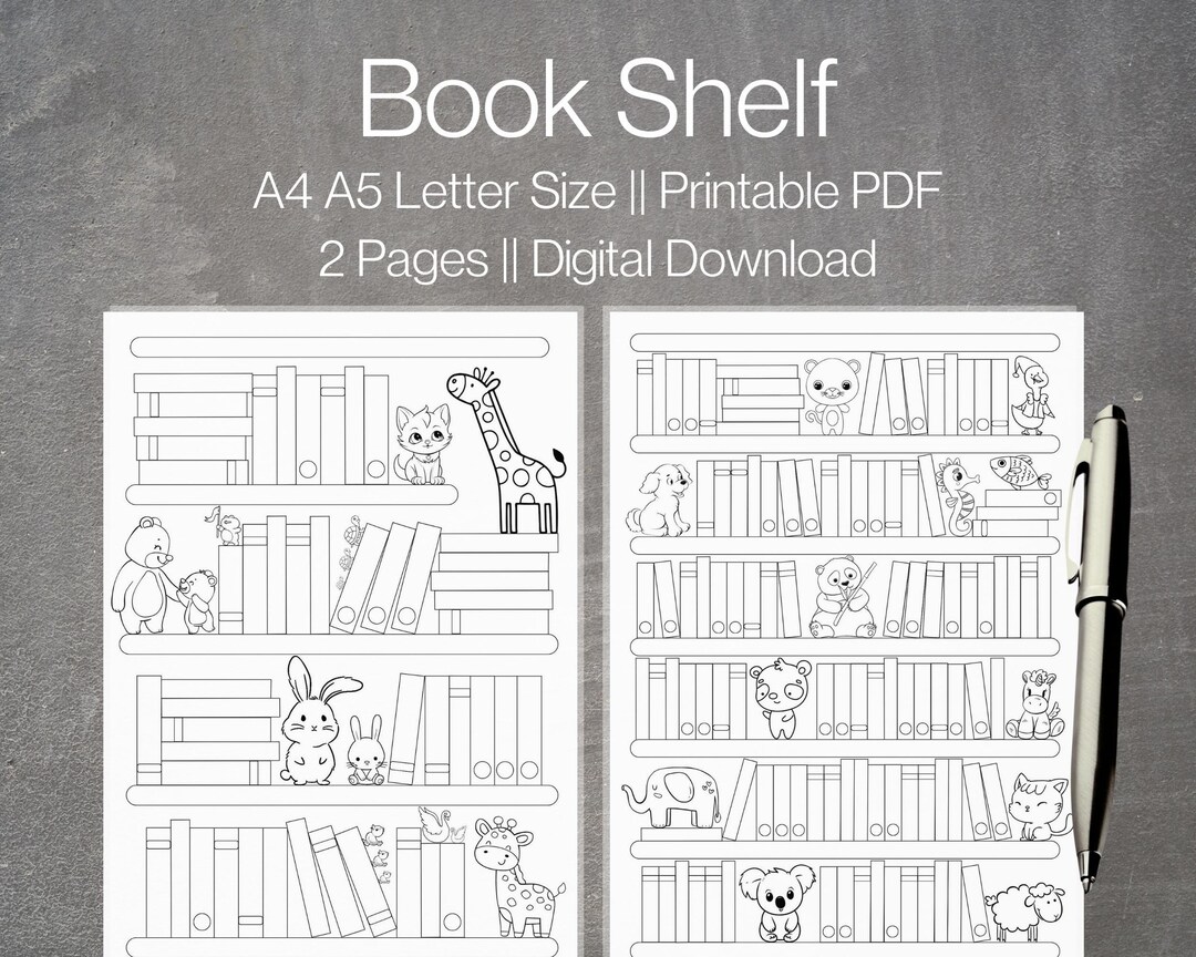 Animal Bookshelf Printable Template Book Tracker Reading Challenge 50-100 Books Books to Read ...