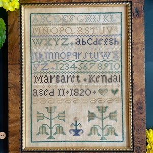 Margaret Kendal 1820 - a Reproduction Sampler - The Proper Stitcher - PDF DIGITAL DOWNLOAD - Cross Stitch Pattern