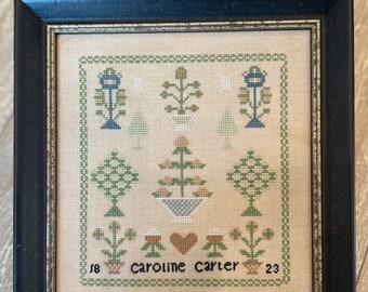 Caroline Carter 1823 Sampler – Reproduction Cross Stitch Pattern (PAPER COPY)