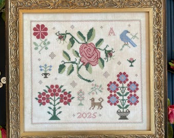 English Rose Sampler - Reproduction Sampler - The Proper Stitcher - Paper Pattern -  Cross Stitch
