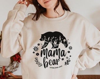 Personalized Mama Bear Sweatshirt, Mother's Day Gift, Personalized Gift For Mom, Mama Bear Baby Shower Gifts Cute Mom sweatshirt Mother Gift