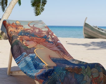 Mermaid Beach Towel, Little Mermaid Towel, Mermaid Beach Vacation, Birthday Girl Gift, Beach Bachelorette, Beach Trip, Swimming Pool Towel