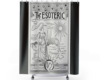 Black and White Shower Curtain, Esoteric Tarot Card shower curtain, whimsigoth bathroom decor tarot card decor bath curtain dark academia