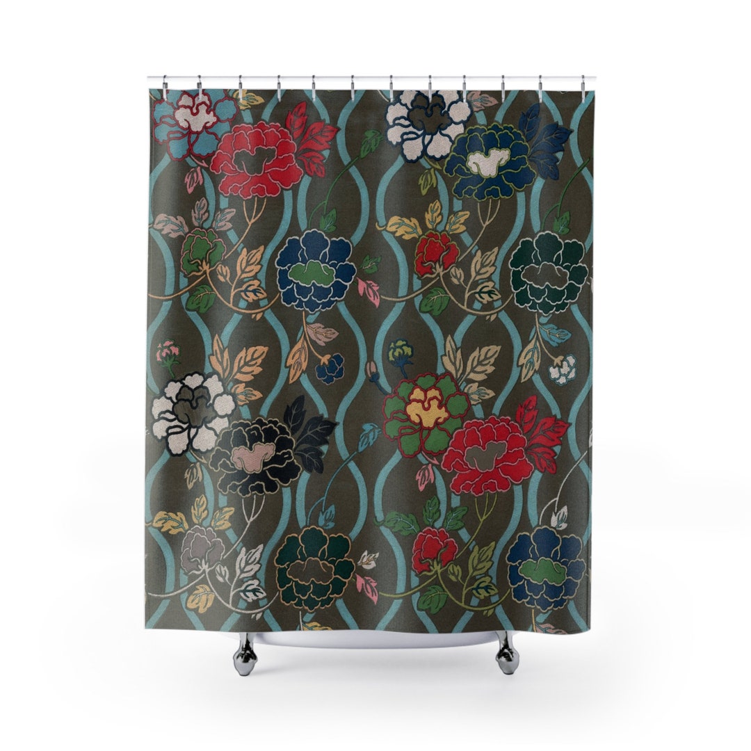Vintage Floral Shower Curtain Vintage Floral Art Shower Etsy