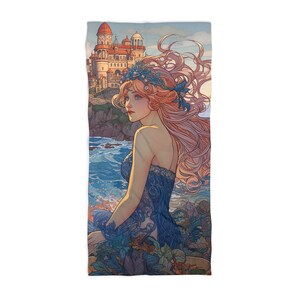Zeemeermin strandlaken, kleine zeemeermin handdoek, zeemeermin strandvakantie, verjaardag meisje cadeau, strand vrijgezellenfeest, strandreis, zwembadhanddoek afbeelding 2