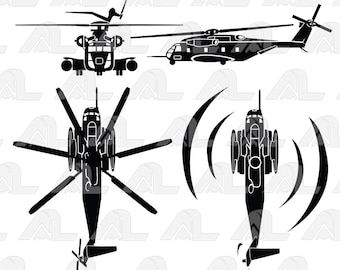 Sikorsky_CH-53E_Super_Stallion Helicopter  - 4 designs    -   vector file (*eps)!