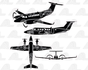 Beechcraft King Air  350  airplane outline -   vector file (*eps)! SVG pilot gift