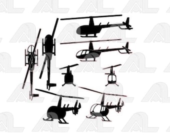 Robinson R-44  - 6 designs  with outline  -   vector file (*eps)! SVG pilot gift