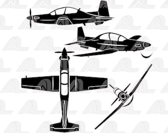 Beechcraft T-6 Texan II -   vector set  file (*eps)! SVG pilot gift
