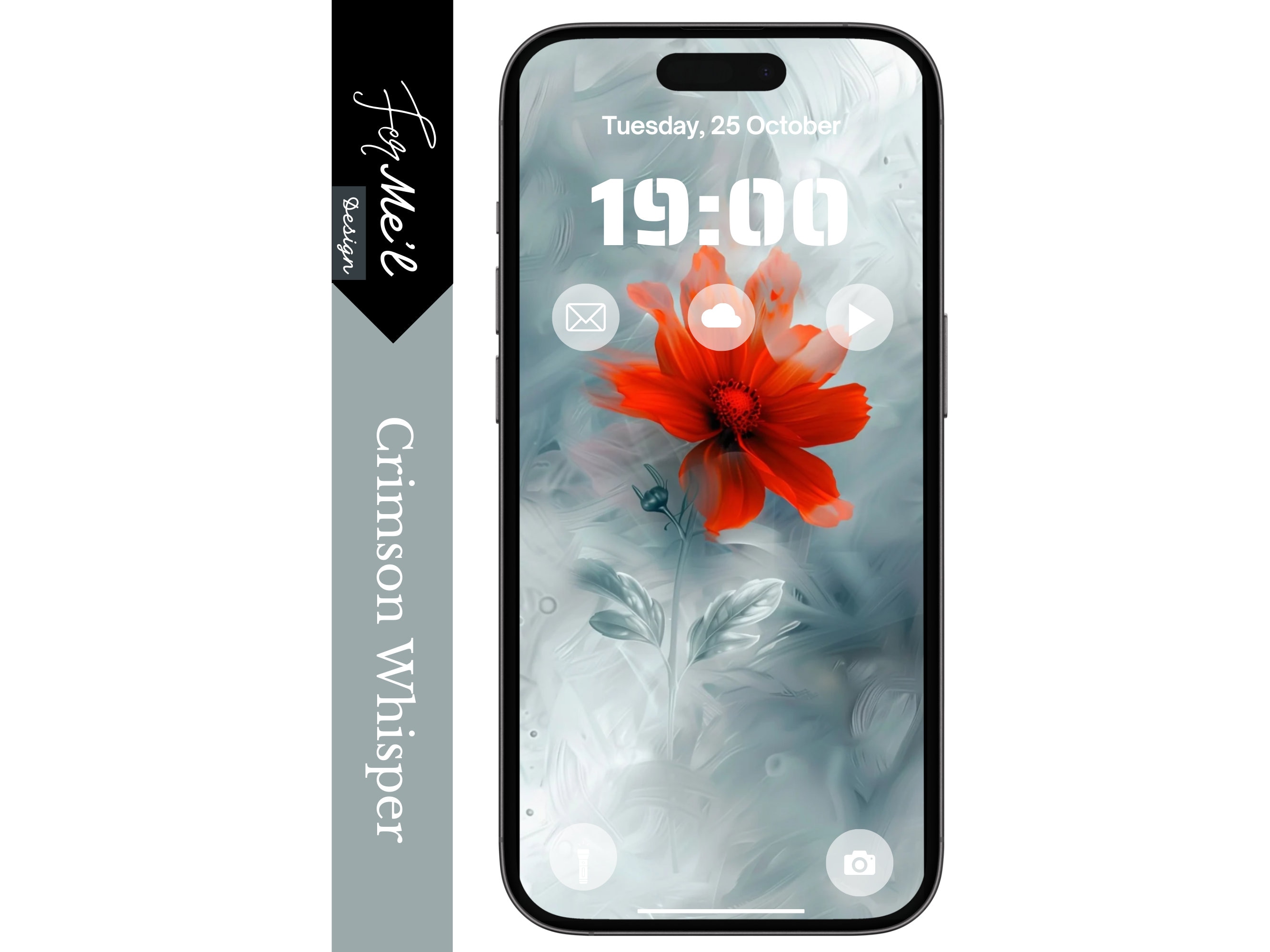 Elegant Red Flower Design - Modern Phone Wallpaper for iPhone and Android, Red Flower Wallpaper, Vibrant Floral Art