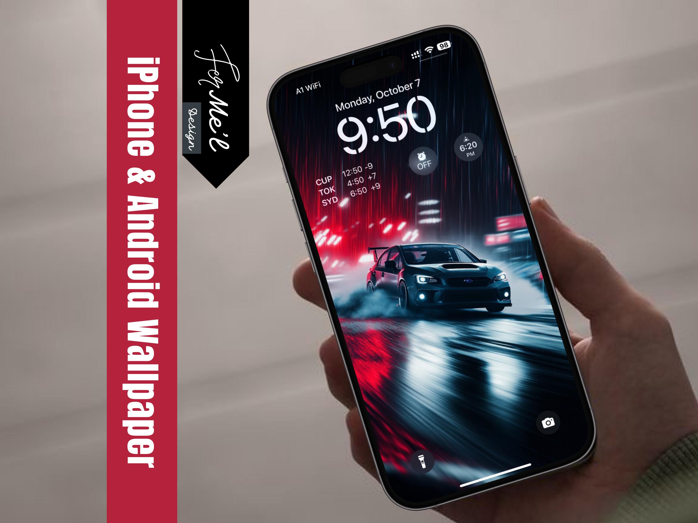 Subaru-Inspired Racing Phone Wallpaper for Speed Enthusiasts - Instant Download High-Resolution Design