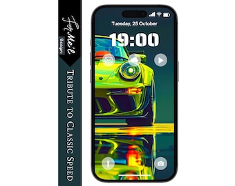 Dynamic Yellow Sports Car Wallpaper | High-Resolution Porsche Automotive Art for iPhone & Android | Bold and Eye-Catching Car Background