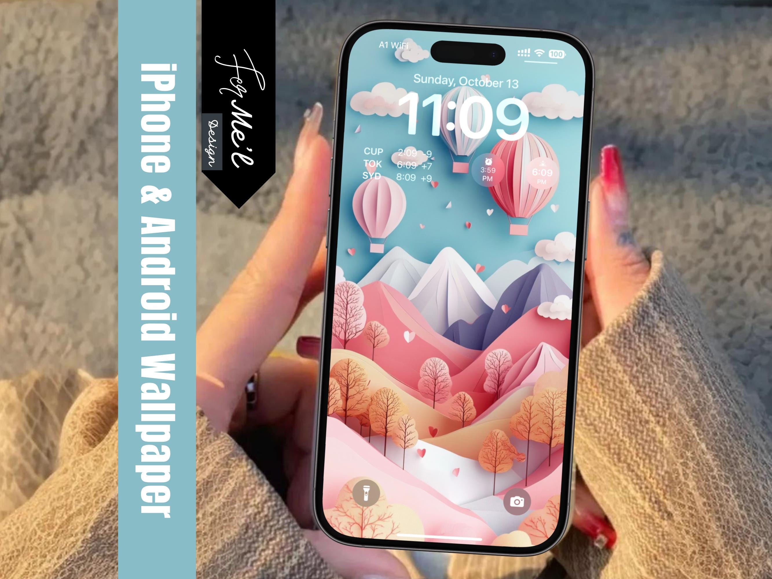Pastel Papercraft Dream Phone Wallpaper| Hot Air Balloon Papercraft Art Phone Wallpaper for iPhone 13, 14, 15, 16, Pro & Samsung | iOS 18