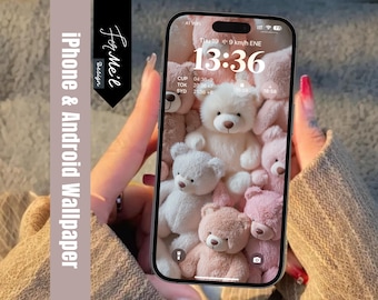Soft Teddy Bear Wallpaper – Adorable 4K Background for iPhone & Android | Fluffy Pastel Teddy Bear Phone Backgroun, Sweet and Snuggly Theme
