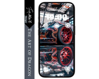 Custom Porsche Dragon Art Car Wallpaper | High-Resolution Phone Wallpaper | Unique Auto Enthusiast Digital Art for iPhone & Android