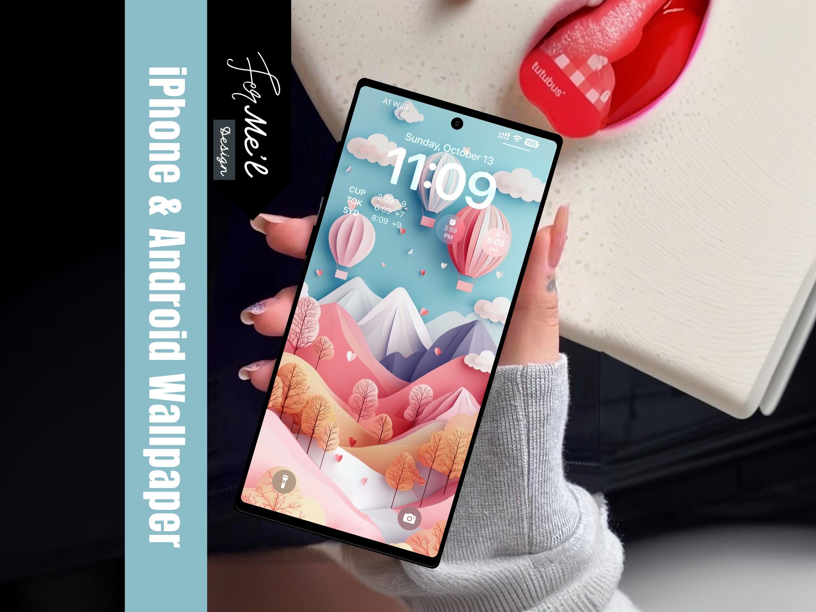 Pastel Papercraft Dream Phone Wallpaper| Hot Air Balloon Papercraft Art ...