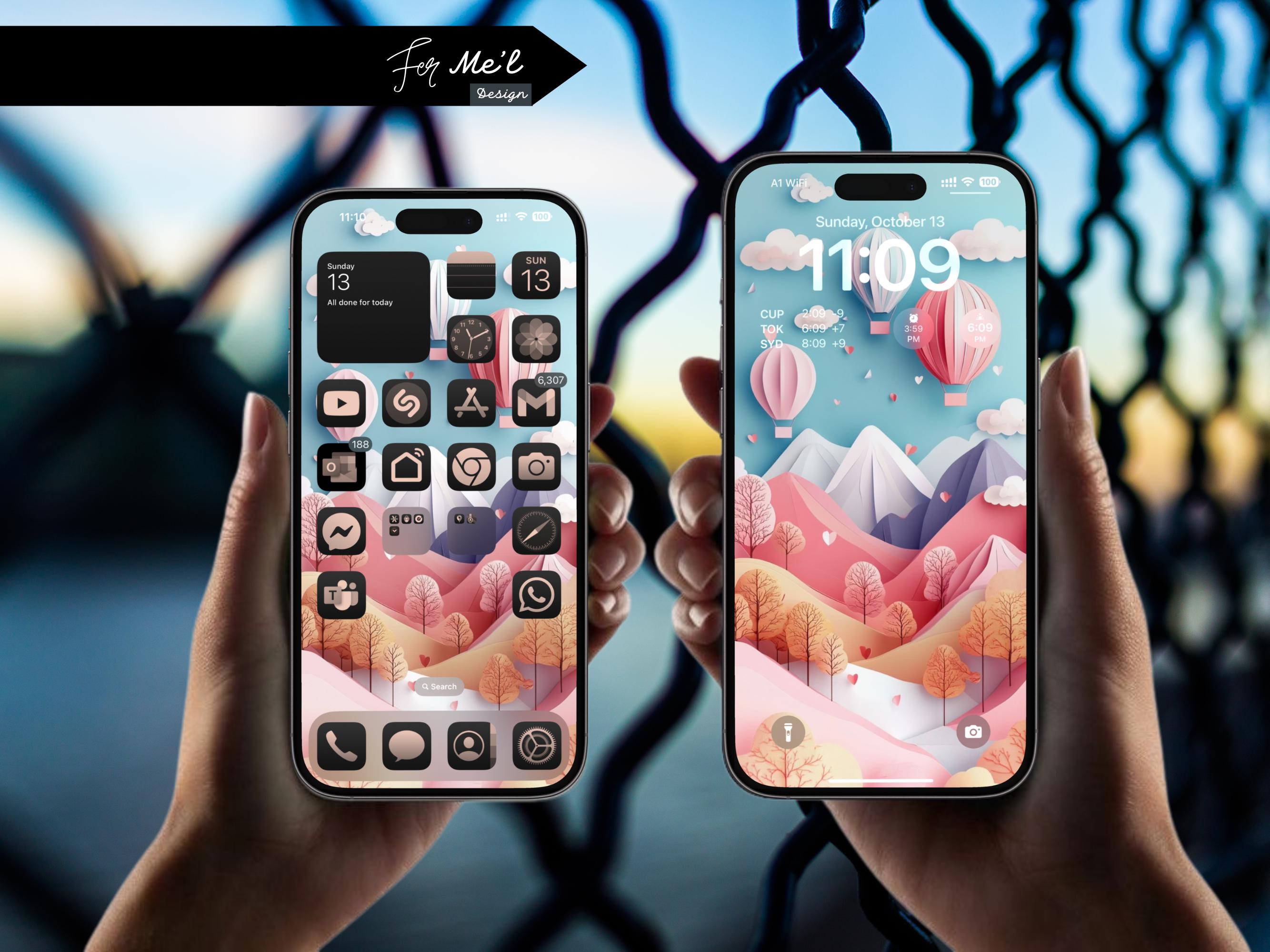 Pastel Papercraft Dream Phone Wallpaper| Hot Air Balloon Papercraft Art ...