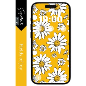 Bright Yellow Daisy iPhone 15 and Android Wallpaper - Cute Daisy Floral Wallpaper – High-Quality Background, Elegant Yellow Daisy Wallpaper