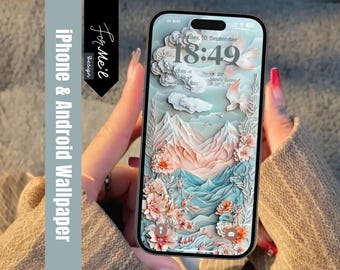 Paper Cut Birds and Blossoms 4K iPhone Wallpaper - Elegantes, von der Natur inspiriertes iPhone & Android | Vögel, Berge Papierschnitt Phone Wallpaper