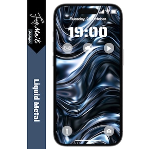 Elegant Blue Black Abstract Metal 4K Wallpaper - High-Definition Digital Background for iPhone, Android Phones