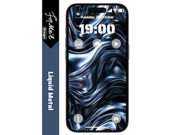 Elegant Blue Black Abstract Metal 4K Wallpaper - High-Definition Digital Background for iPhone, Android Phones