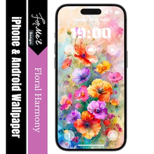 Papier peint pastel pour téléphone avec bouquet de fleurs à l'aquarelle - Design floral vibrant pour écrans d'Android et d'iPhone