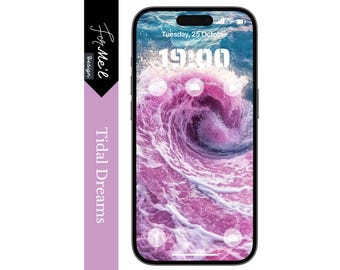Vibrant Pink Ocean Wave Wallpaper - Stunning iPhone & Android Digital Download | Unique Beach Art Background for Mobile Devices