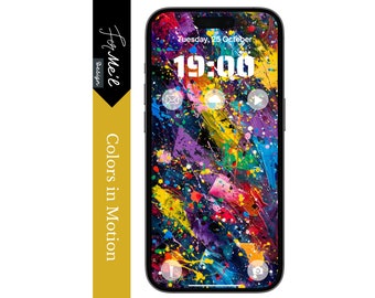 Colors in Motion Abstract Paint iPhone, Android Wallpaper | Vibrant Multicolor Phone Background | Artistic iPhone Lock Screen | Download