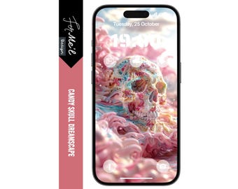 Halloween Skull Phone Wallpaper | High-Resolution Spooky Art Background for iPhone & Android | Psychedelic Skull Digital Art