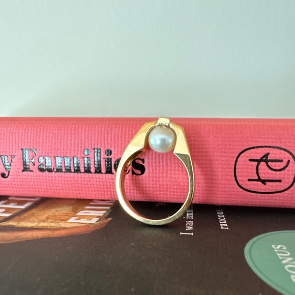 Vintage 18K Perlen Mid Century Ring / Perlen Statement Ring / Größe 5