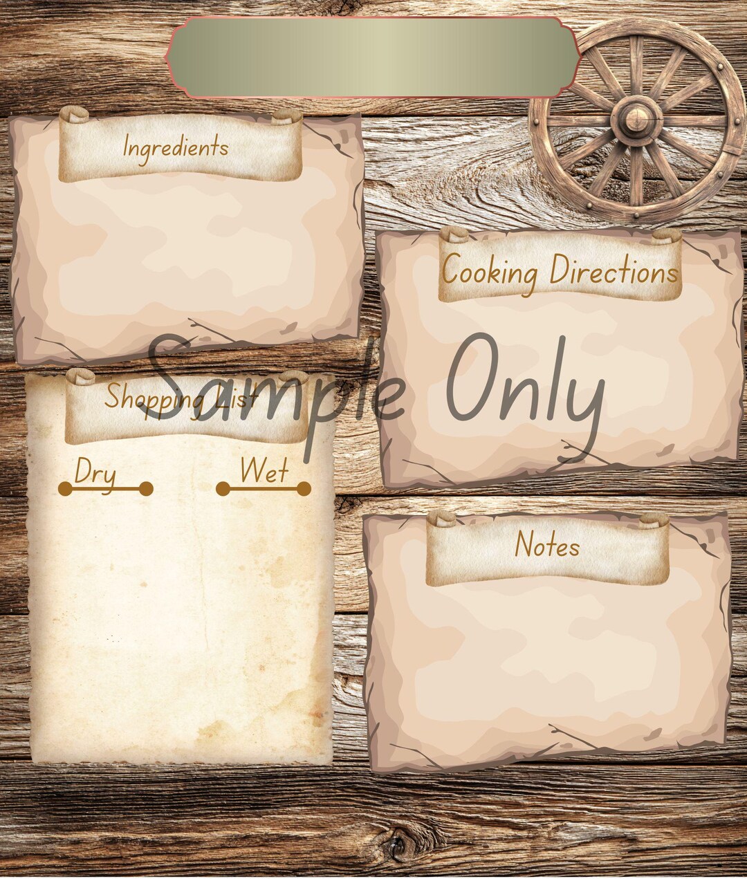 Rustic Recipe Pages Rustic Farmhouse Recipe Printable | Vintage Kitchen Recipe Card - Etsy