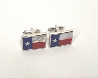 Texas Flag Cufflinks: Mother of Pearl, Jasper & Onyx - Limited Edition