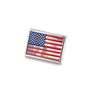 American Flag Gemstone Pin. Brilliant Mother of Pearl, Red jasper, 50  stars, Limited Edition, Rhodium silver. Handcrafted, Gift boxed.