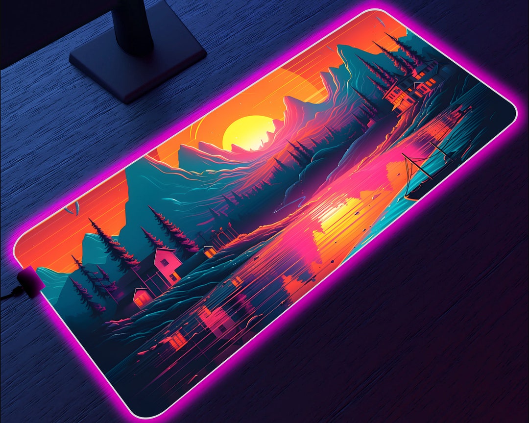 Retro LED Gaming Mouse Pad Gaming Desk Mat RGB LED Xl Etsy