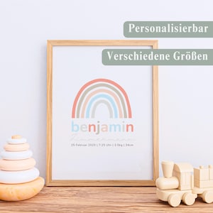 Custom Birth Poster, Personalisierbares Geburtsposter, Personalized Birth Poster, Birth Announcement, Birth Gift, Baby Gift, Boho Mum, Gift