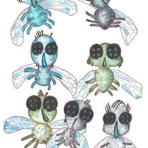 Cut, craft, play! Fine art animals - fairy tales by the Brothers Grimm. Set 3: 7 flies from “The Brave Little Tailor”. A4 sheets from 3 years image 4